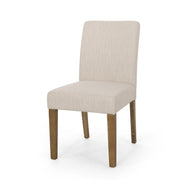 Noble House contemporary dining chair with upholstered seat and tapered wooden legs, part of modern chair set.