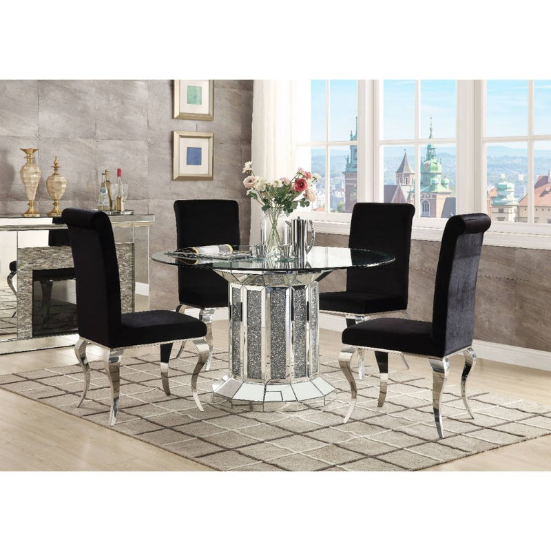 Noralie - Dining Table - Clear Glass Top & Mirrored & Faux Diamonds - R&R Furniture Gallery (Fountain Valley, CA)