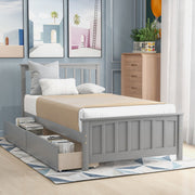 DreamHaus platform storage bed with two built-in drawers, showcasing a sleek modern design and sturdy wooden frame.