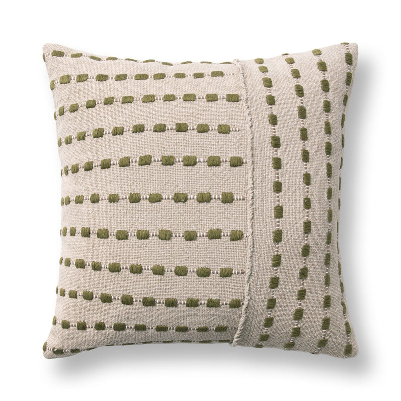 TD Katia 20" x 20" Pillow - Natural / Olive Green - R&R Furniture Gallery (Fountain Valley, CA)