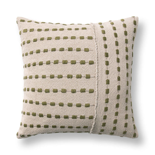 TD Katia 20" x 20" Pillow - Natural / Olive Green - R&R Furniture Gallery (Fountain Valley, CA)