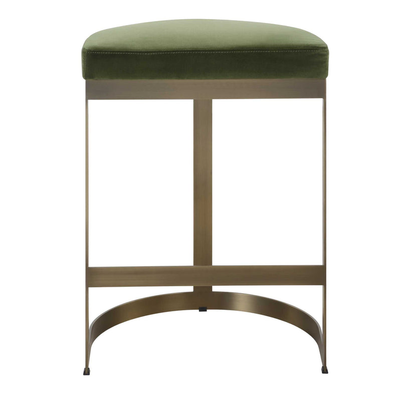 Uttermost Ivanna counter stool with wooden seat and metal frame, 24-27 inch height for kitchen or bar seating.
