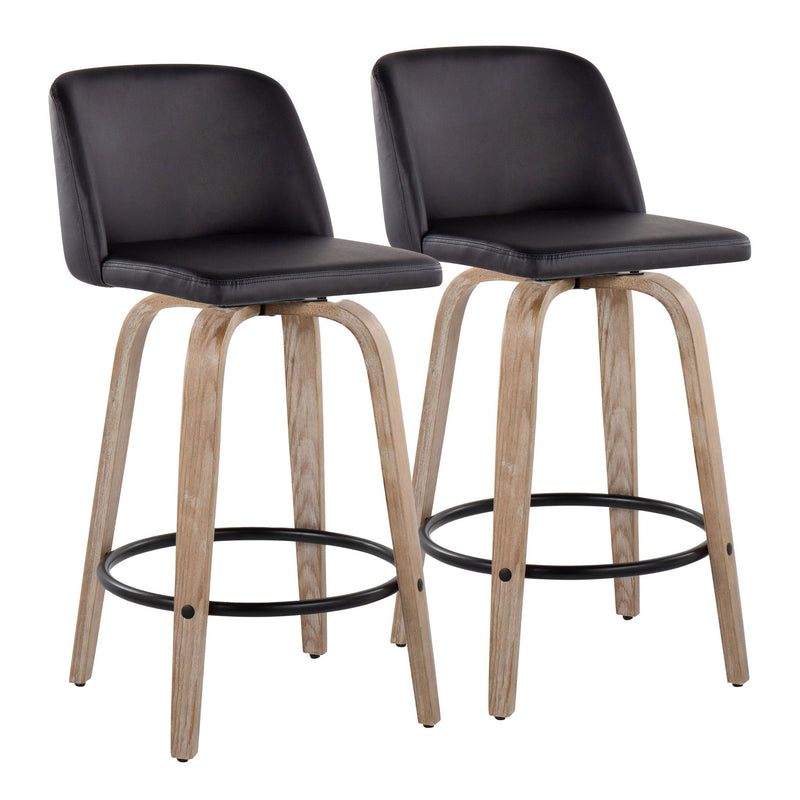 Toriano - Contemporary Fixed-Height Counter Stool & Swivel With Round Footrest (Set of 2) - R&R Furniture Gallery (Fountain Valley, CA)