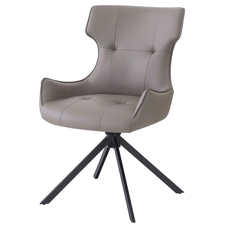 Damita - Camel Synthetic Leather Side Chair With Swivel (Set of 2) - Gray & Black Finsh - R&R Furniture Gallery (Fountain Valley, CA)