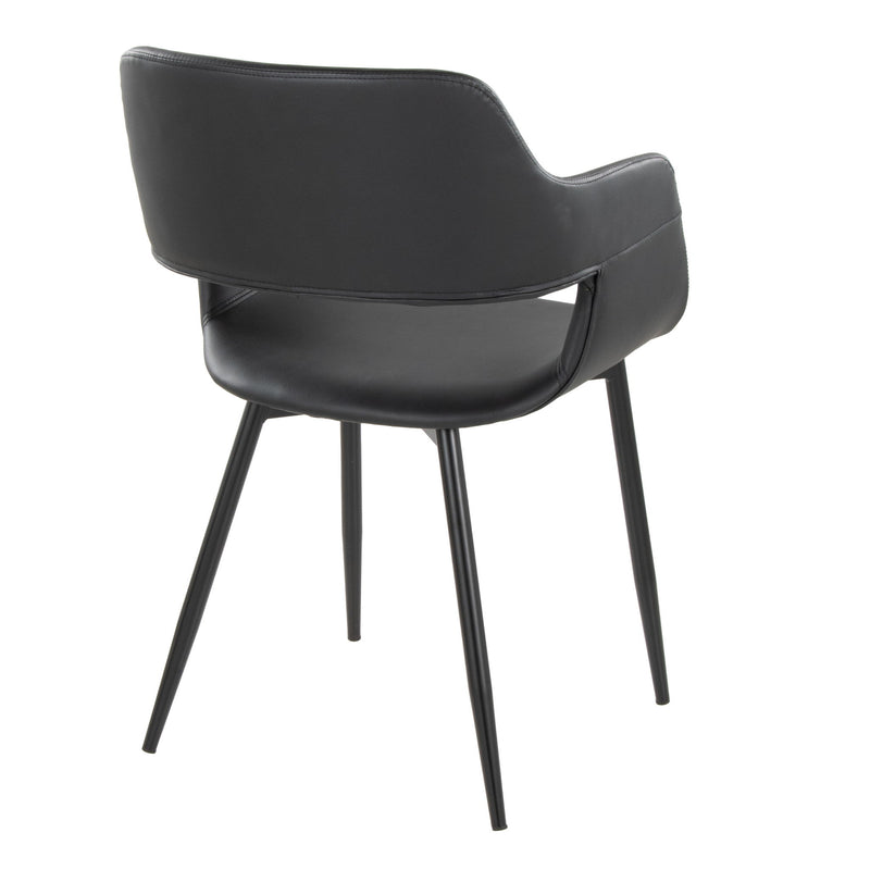 Set of two Lumi Source Margarite mid-century modern dining chairs with wooden legs and upholstered seats.