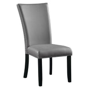 Caralin - Side Chair (Set of 2) - Gray Synthetic Leather & Black - R&R Furniture Gallery (Fountain Valley, CA)