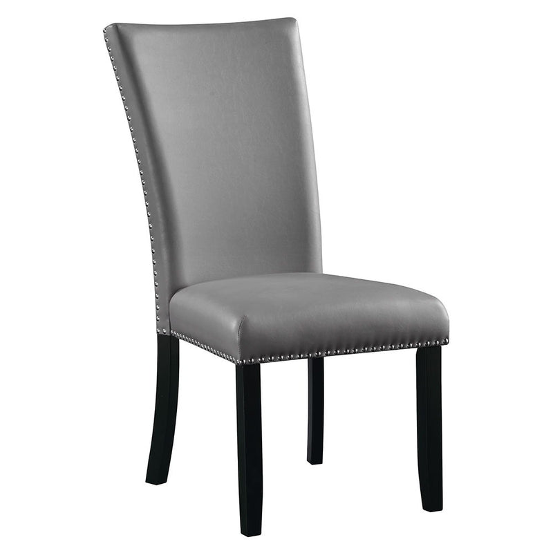 Caralin - Side Chair (Set of 2) - Gray Synthetic Leather & Black - R&R Furniture Gallery (Fountain Valley, CA)