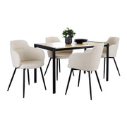 Lumi Source Fuji Boyne 5-piece contemporary dining set with black, natural, and cream finish, includes table and four matching chairs.