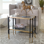 Uttermost Kentmore glass console table with sleek metal frame and clear glass top for modern home decor.