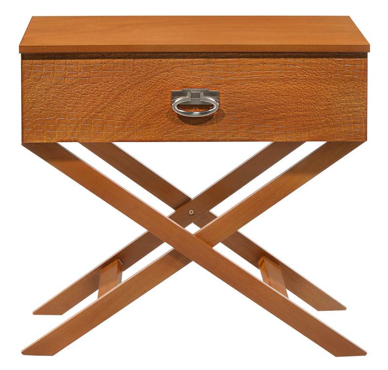 Glory Furniture accent nightstand with a durable wooden finish, featuring a single drawer and open storage shelf.