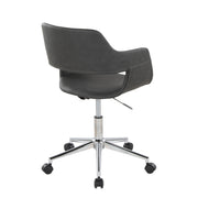 Lumi Source Margarite contemporary office task chair with black cushioned seat and adjustable armrests, suitable for desk work.