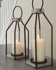 Diedrick - Lantern Set (Set of 2) - Gray / Black - R&R Furniture Gallery (Fountain Valley, CA)