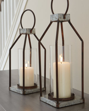 Diedrick - Lantern Set (Set of 2) - Gray / Black - R&R Furniture Gallery (Fountain Valley, CA)
