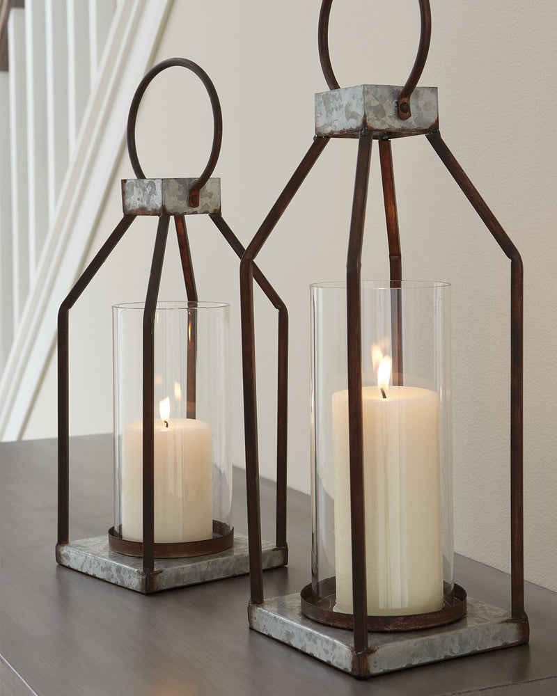 Diedrick - Lantern Set (Set of 2) - Gray / Black - R&R Furniture Gallery (Fountain Valley, CA)