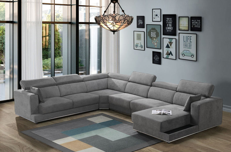Alwin - Modular Lf Sofa - Dark Gray Fabric - R&R Furniture Gallery (Fountain Valley, CA)