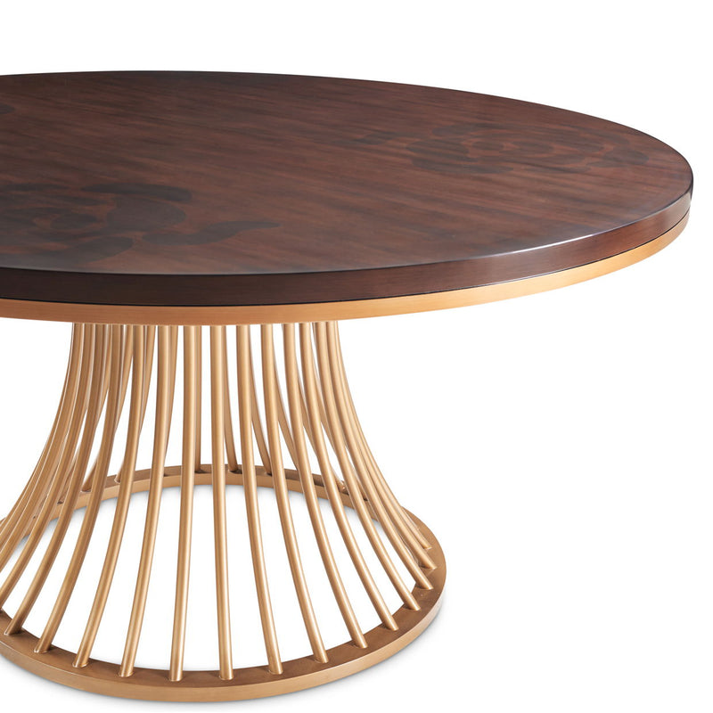 Camellia Field - Round Dining Table - Dark Brown / Gold - R&R Furniture Gallery (Fountain Valley, CA)