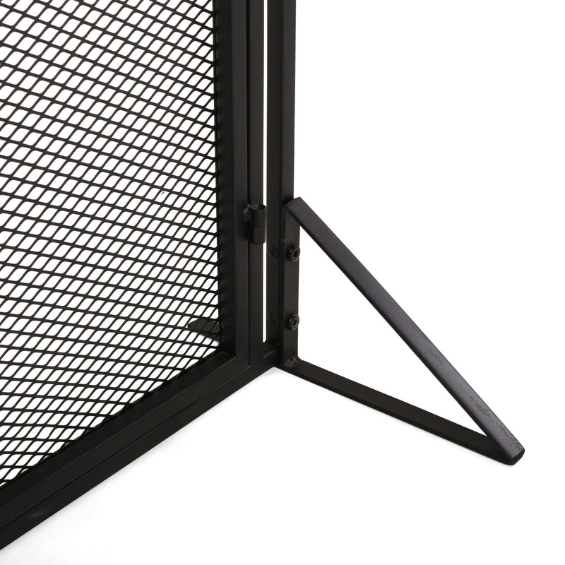 Noble House Samantha iron fireplace screen with a two-door design, decorative metalwork, and a sturdy frame for fireplace protection.