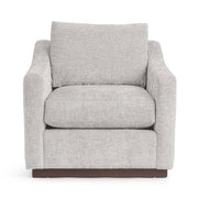Classic Home Aspen accent arm chair with plush fabric upholstery and wooden legs, stylishly designed for comfortable seating.
