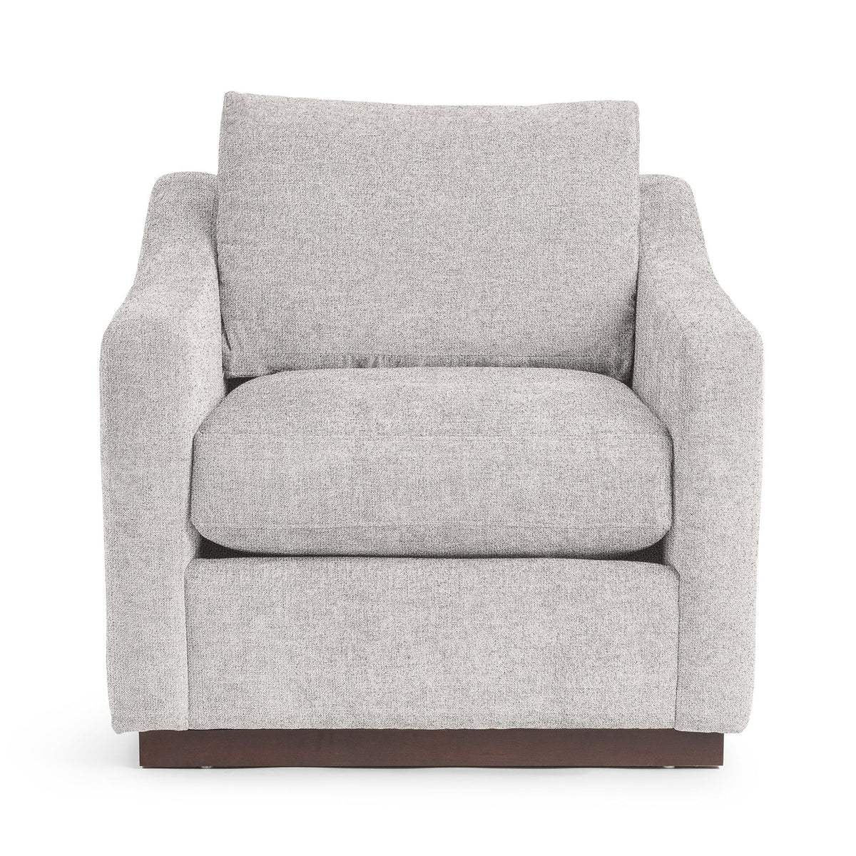 Classic Home Aspen accent arm chair with plush fabric upholstery and wooden legs, stylishly designed for comfortable seating.