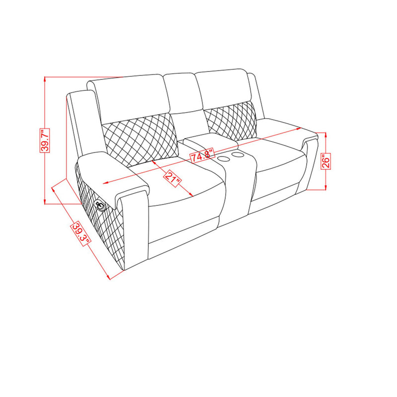 Alicia - Console Reclining Loveseat - Gray Black - R&R Furniture Gallery (Fountain Valley, CA)