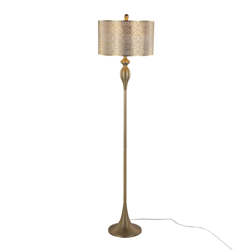 Lumi Source Ashland contemporary floor lamp with laser-cut metal design and sleek stand, ideal for modern living spaces.