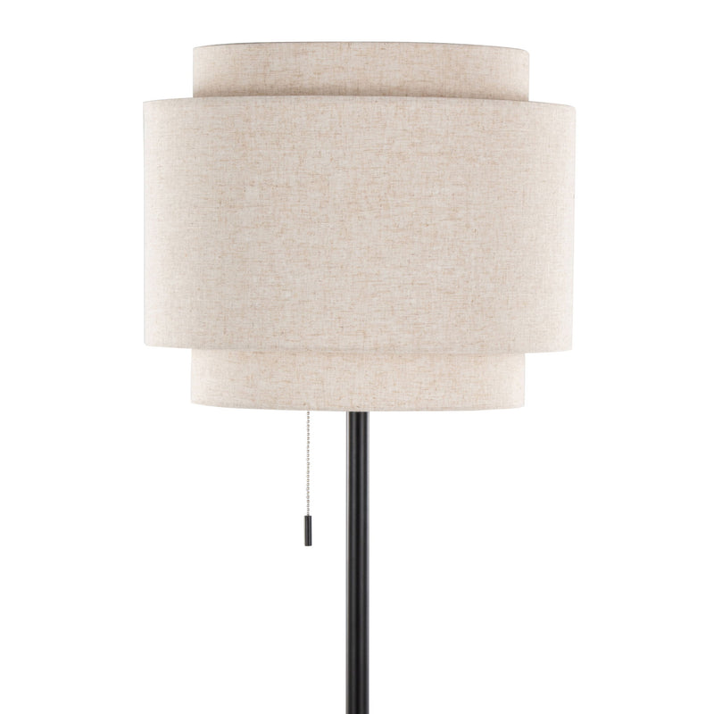 Lumi Source Tier contemporary floor lamp with sleek black stand and adjustable white lampshade, modern lighting for living room.