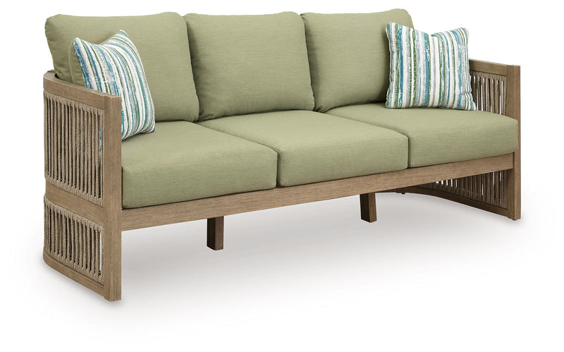 Serena Shores - Sofa With Cushion - Beige / Green - R&R Furniture Gallery (Fountain Valley, CA)