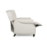 Noble House Welch contemporary tufted pushback recliner in neutral fabric, showing plush cushioning and modern design.