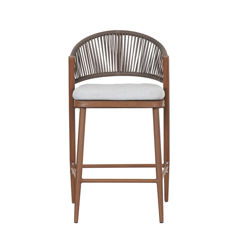 Outdoor 26" Counter Height Metal Frame Counter Stools With Scallop Shaped Backrest & Water Resistant Cushions - R&R Furniture Gallery (Fountain Valley, CA)