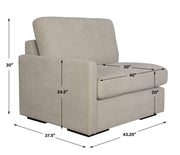 Uttermost Refuge sofa chaise with plush upholstery, modern design, and wooden legs, ideal for contemporary living rooms.