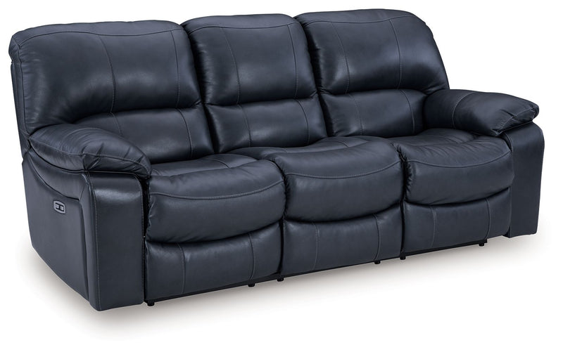 Leesworth - 3 Pc. - Power Reclining Sofa, Power Reclining Loveseat, Power Rocker Recliner - Ocean - R&R Furniture Gallery (Fountain Valley, CA)