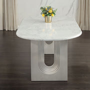 Zayn - Dining Table - White Natrual Marble Top & White - R&R Furniture Gallery (Fountain Valley, CA)