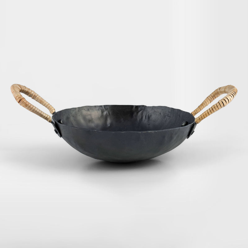Black hammered iron catchall bowl by TOV Furniture, versatile serving bowl with textured finish for stylish storage.
