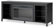 Cayberry - TV Stand With Fireplace - Black - R&R Furniture Gallery (Fountain Valley, CA)