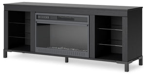 Cayberry - TV Stand With Fireplace - Black - R&R Furniture Gallery (Fountain Valley, CA)