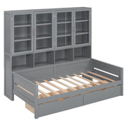 Daybed With Glass Door Storage Cabinets, Built In LED Lighting And Shelves - R&R Furniture Gallery (Fountain Valley, CA)