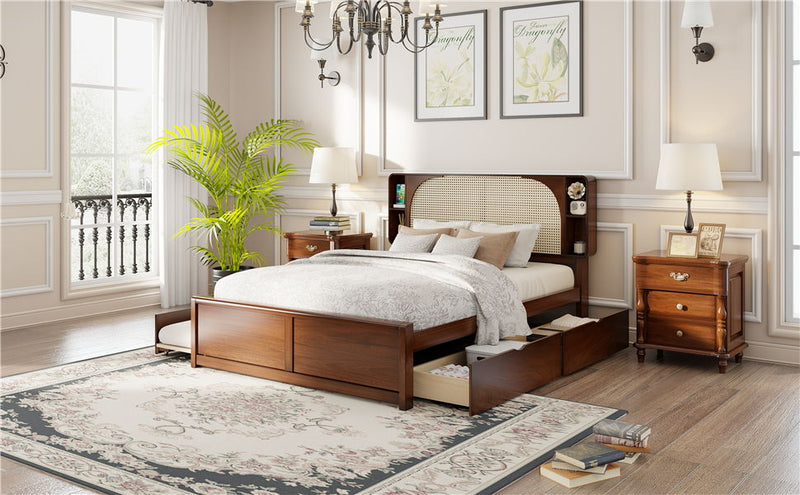 Headboard Bed With 2 Drawers And Trundle - R&R Furniture Gallery (Fountain Valley, CA)