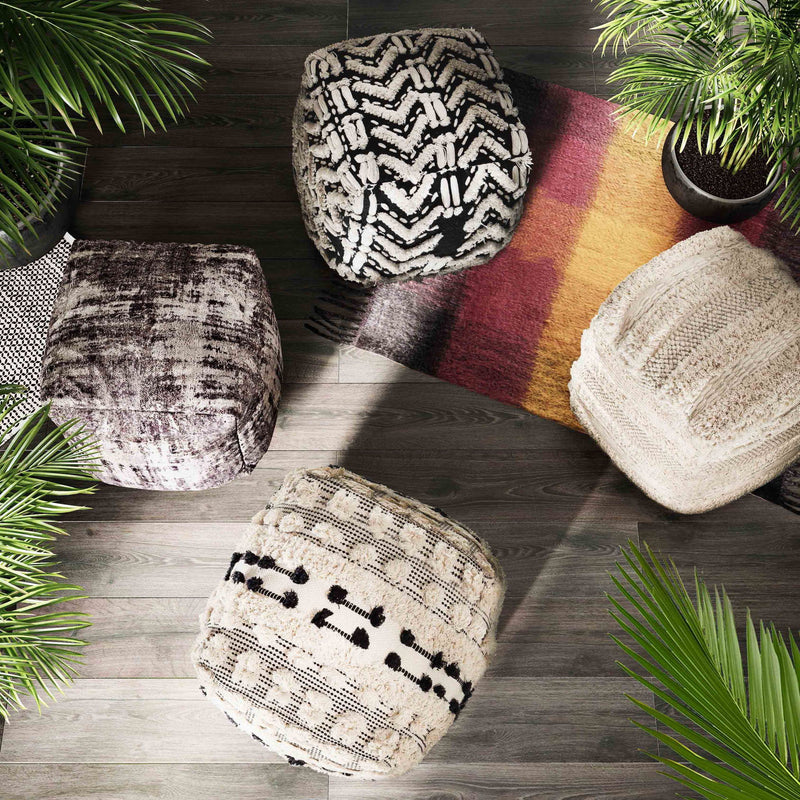 Mariel - Cotton Pouf - Black - R&R Furniture Gallery (Fountain Valley, CA)