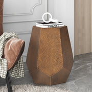 Modern hammered iron geometric end table by Noble House with a sleek, contemporary design and textured metal finish.