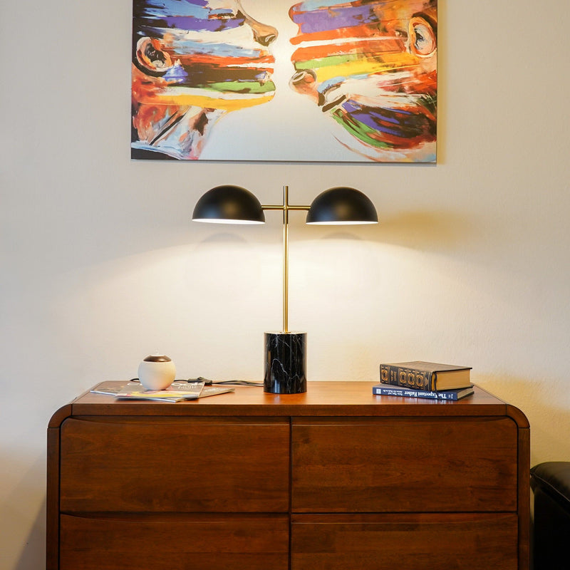 Nova - Hydro Table Lamp With On / Off Switch Double Lamp - Black / Gold / Marble - R&R Furniture Gallery (Fountain Valley, CA)