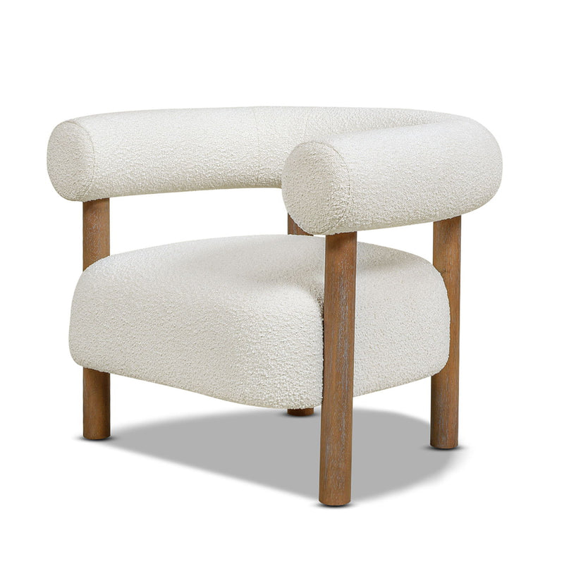 Fuji - Mid Century Modern Barrel Accent Arm Chair - Ivory White - R&R Furniture Gallery (Fountain Valley, CA)