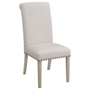 Upholstered Dining Chair With Rolled Edge Seat Back (Set of 2) - Beige