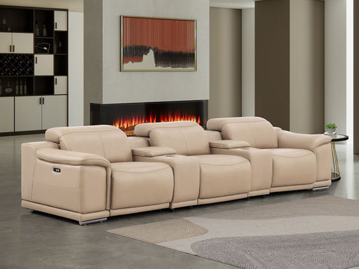 2679 - Genuine Leather Sofa With 3 Power Recliners & Dual Storage Consoles - R&R Furniture Gallery (Fountain Valley, CA)