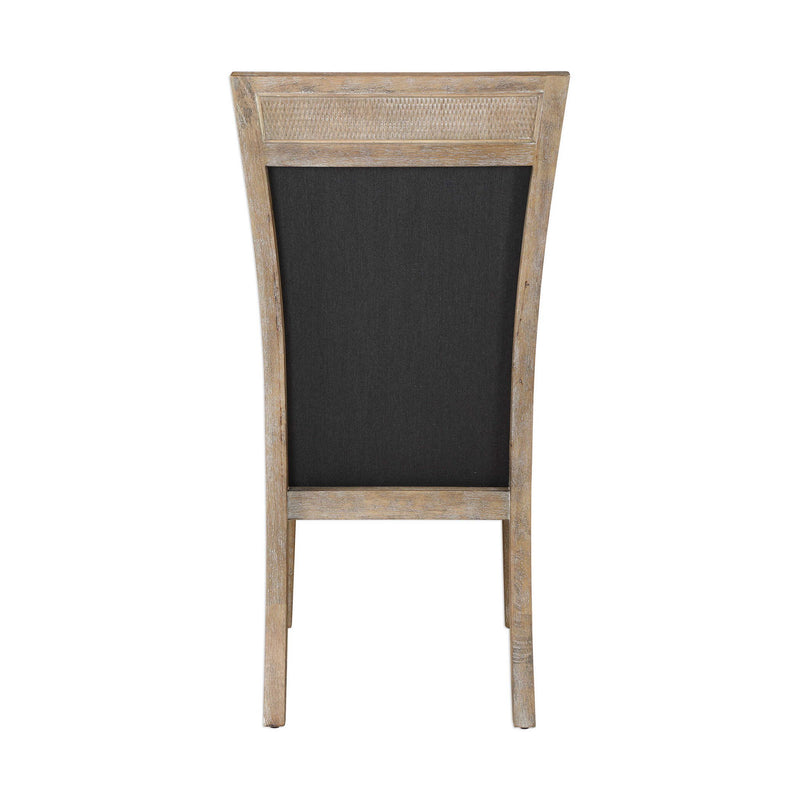 Dark gray Uttermost Encore armless side chair with sleek modern design and cushioned seat, perfect for contemporary living spaces.