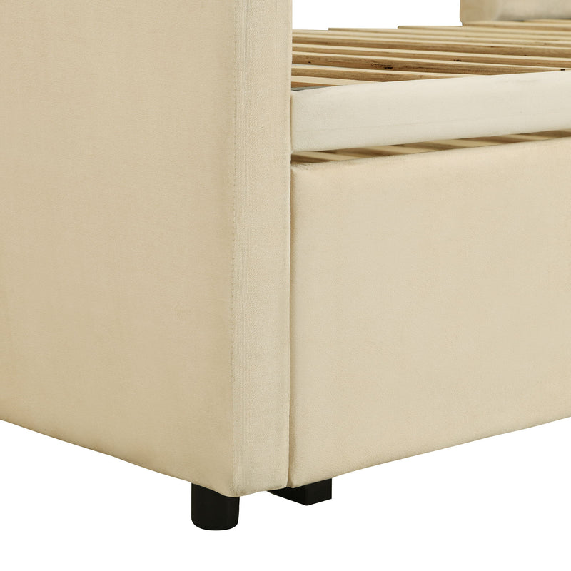 Twin Size Upholstered Daybed With Pop Up Trundle - R&R Furniture Gallery (Fountain Valley, CA)