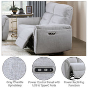 Eastre - Power Motion Loveseat With USB Port - Beige Chenille - R&R Furniture Gallery (Fountain Valley, CA)