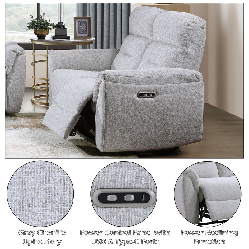 Eastre - Power Motion Loveseat With USB Port - Beige Chenille - R&R Furniture Gallery (Fountain Valley, CA)