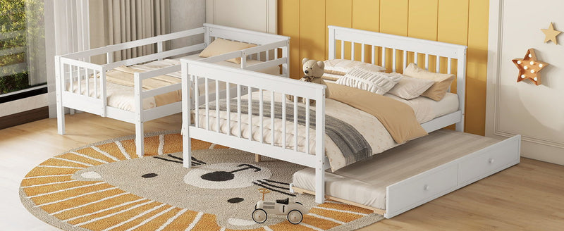 Bunk Bed With Twin Size Trundle, Storage And Guard Rail For Bedroom - R&R Furniture Gallery (Fountain Valley, CA)