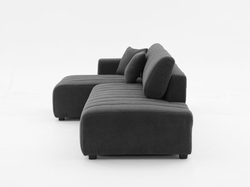 Jessica Lamb Wool Sectional Sofa with Chaise from Urban Retreats, showcasing plush seating and modern design in a stationary sectional setup.