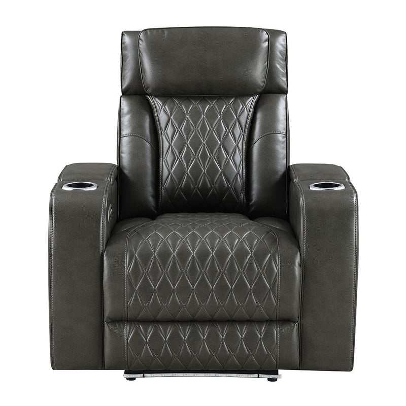 Taddeo - Power Motion Recliner With Power Headrest, USB, Wireless Charger & LED - Dark Gray - R&R Furniture Gallery (Fountain Valley, CA)